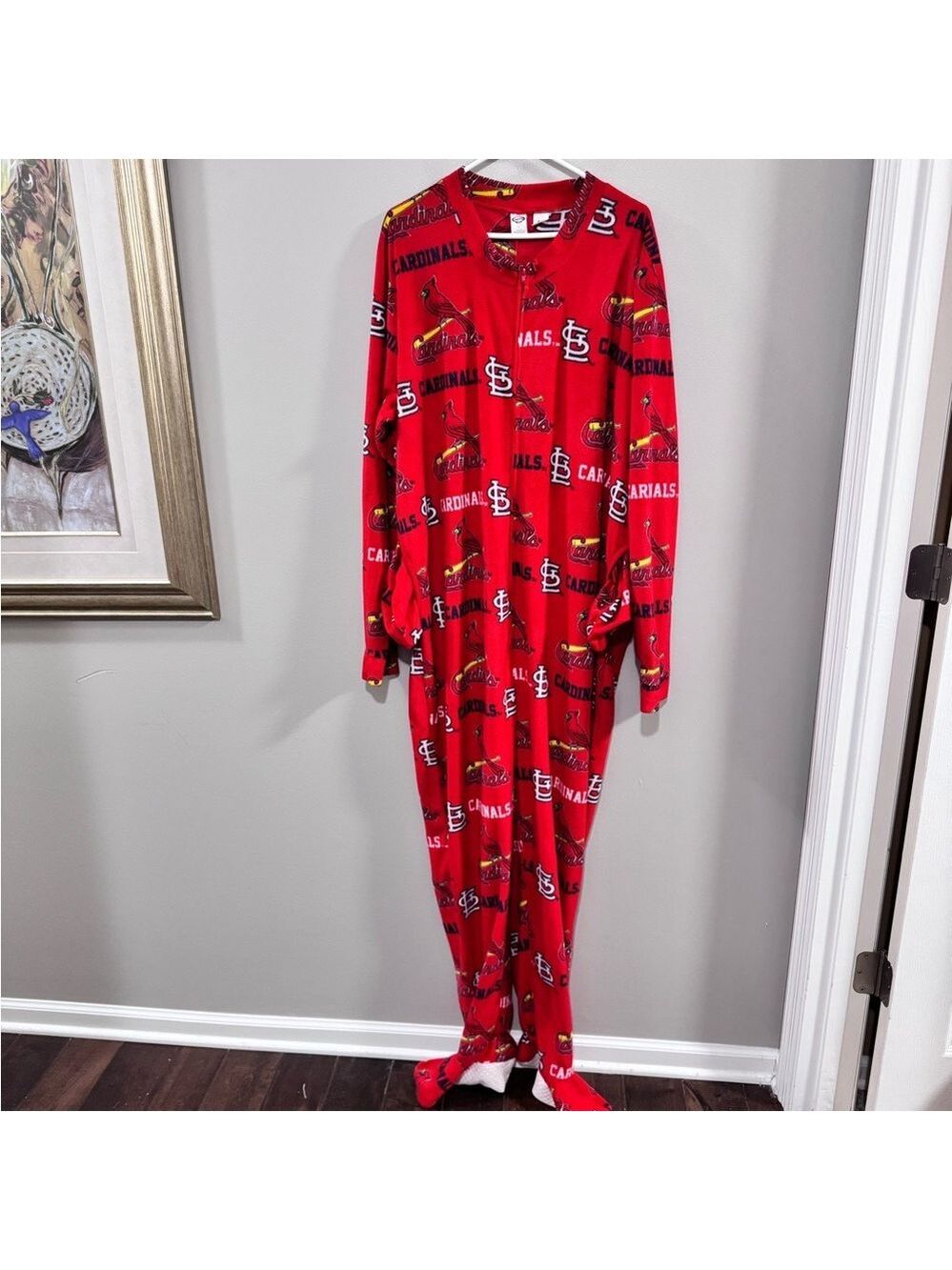 Men's Concept Sport St. Louis Cardinals MLB Flannel Zip Up Onesie. Size L